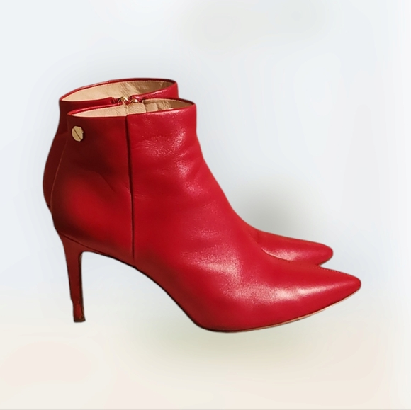 Women Vintage Leather Red Ankle Booties By Louis et Cie Size US 9M/EU 40 - Picture 8 of 11